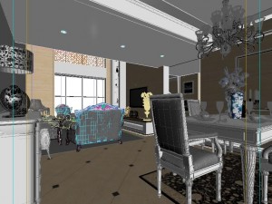 luxurious retro duplex european living room 5118 3D Model