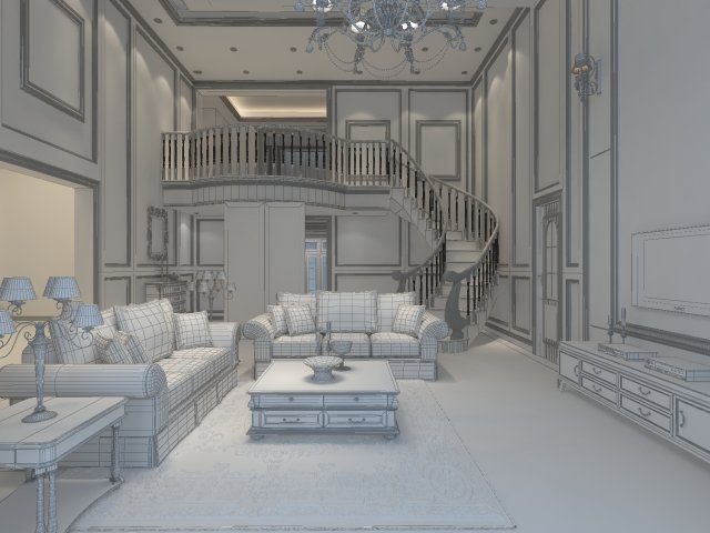 deluxe retro duplex continental living room restaurant 5131 3D Model .c4d .max .obj .3ds .fbx .stl .blend 