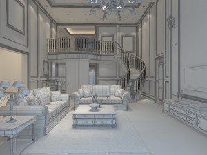 deluxe retro duplex continental living room restaurant 5131 3D Model