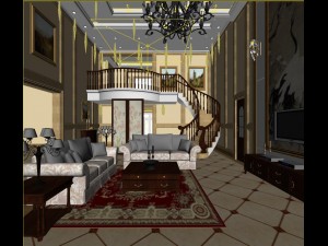 deluxe retro duplex continental living room restaurant 5131 3D Model