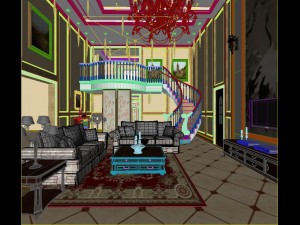 deluxe retro duplex continental living room restaurant 5131 3D Model