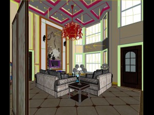 deluxe retro duplex continental living room restaurant 5131 3D Model