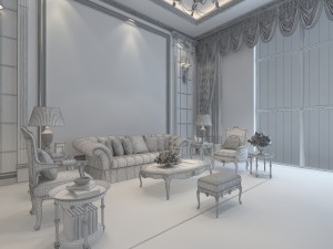 luxury retro european living room 1736 3D 模型