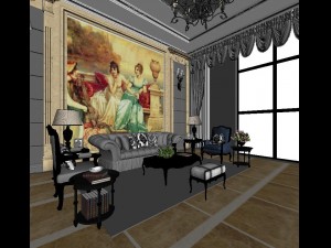 luxury retro european living room 1736 3D 模型