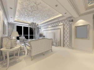 luxurious retro european living room 1737 3D Model