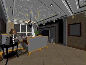 luxurious retro european living room 1737 Modelo 3D