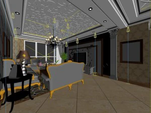luxurious retro european living room 1737 3D Model