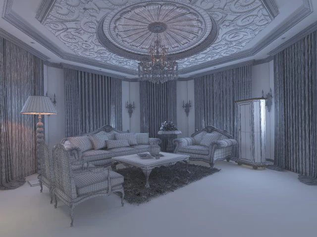 luxury retro european living room 1739 3D Model .c4d .max .obj .3ds .fbx .stl .blend