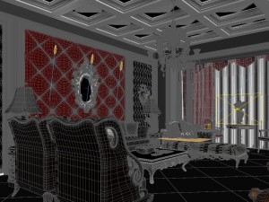luxury retro european living room 1739 3D Модель