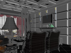 luxury retro european living room 1739 3D Модель