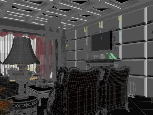 luxury retro european living room 1739 3D Model