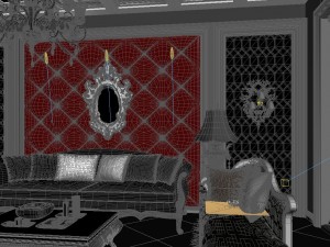 luxury retro european living room 1739 3D Модель