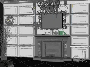 luxury retro european living room 1739 3D Model