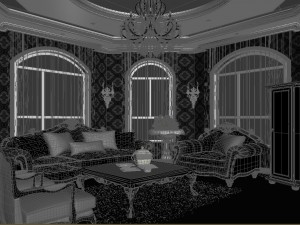 luxury retro european living room 1739 3D Модель