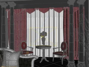 deluxe retro european living room 1764 3D Model