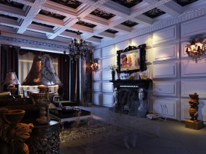 deluxe retro european living room 1764 Modello 3D