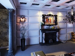 deluxe retro european living room 1764 Modello 3D