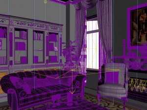 luxury retro european style living room 5109 Model 3D