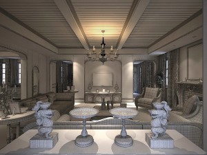 deluxe retro european style living room 5116 3D Модель