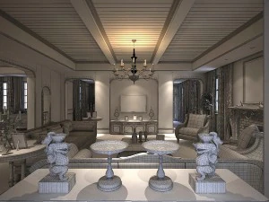 deluxe retro european style living room 5116 3D Model