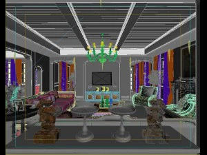 deluxe retro european style living room 5116 3D Model