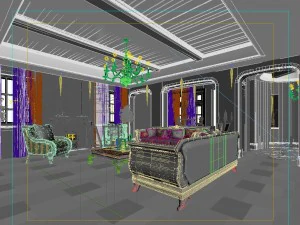 deluxe retro european style living room 5116 3D Model