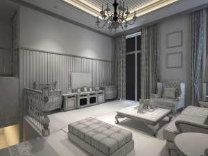 deluxe retro european living room 5117 Modelo 3D