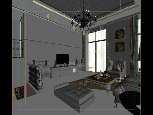 deluxe retro european living room 5117 3D Model