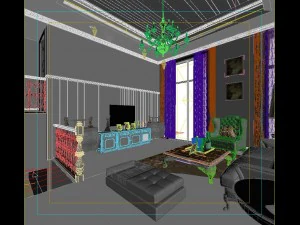 deluxe retro european living room 5117 3D Model
