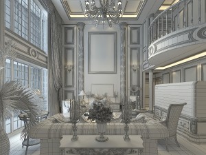 deluxe retro european style living room restaurant 1801 Modello 3D