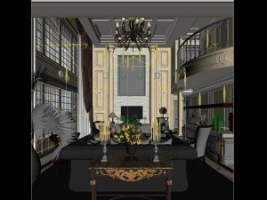 deluxe retro european style living room restaurant 1801 Modello 3D