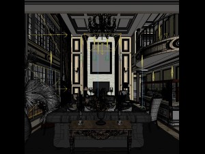 deluxe retro european style living room restaurant 1801 Modello 3D
