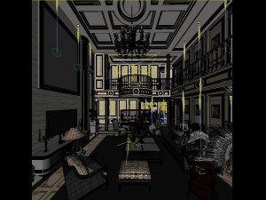 deluxe retro european style living room restaurant 1801 Modello 3D