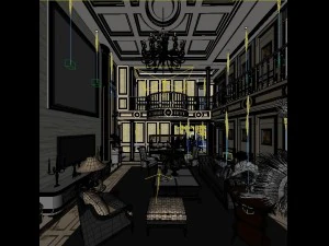 deluxe retro european style living room restaurant 1801 3D Model