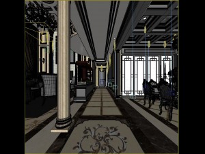 deluxe retro european style living room restaurant 1801 Modello 3D