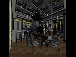 deluxe retro european style living room restaurant 1801 Modello 3D