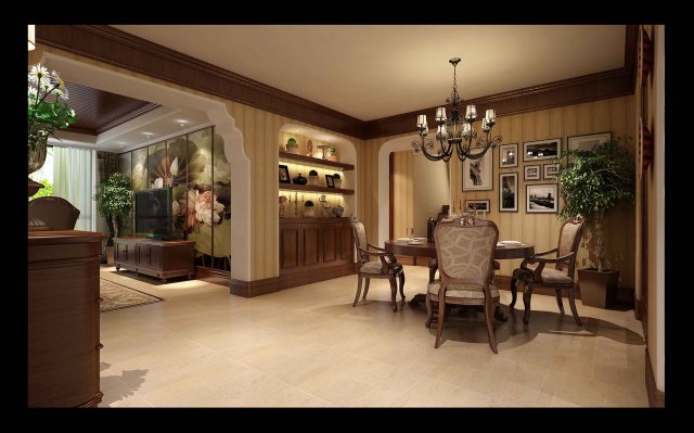 deluxe retro european style living room restaurant 5120 Modelo 3D .c4d .max .obj .3ds .fbx .stl .blend