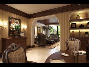 deluxe retro european style living room restaurant 5120 Modelo 3D