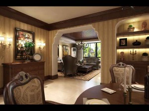 deluxe retro european style living room restaurant 5120 3D Model