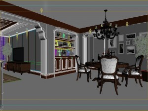 deluxe retro european style living room restaurant 5120 Modelo 3D