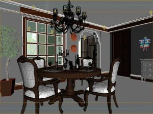 deluxe retro european style living room restaurant 5120 3D Model