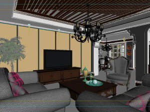 deluxe retro european style living room restaurant 5120 3D Model