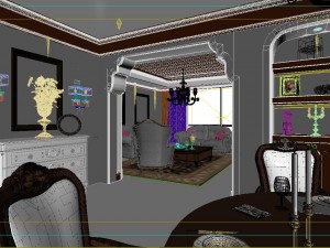 deluxe retro european style living room restaurant 5120 Modelo 3D
