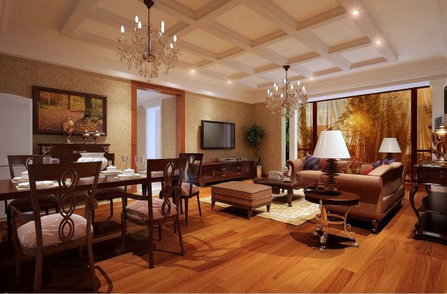 deluxe retro european style living room restaurant 5124 3D Модель .c4d .max .obj .3ds .fbx .stl .blend 