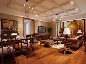 deluxe retro european style living room restaurant 5124 Model 3D