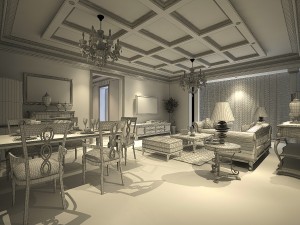 deluxe retro european style living room restaurant 5124 3D Модель