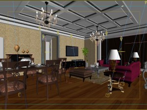 deluxe retro european style living room restaurant 5124 3D Модель