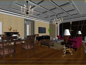 deluxe retro european style living room restaurant 5124 3D Model