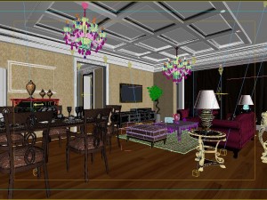 deluxe retro european style living room restaurant 5124 3D Модель