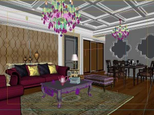 deluxe retro european style living room restaurant 5124 3D Model